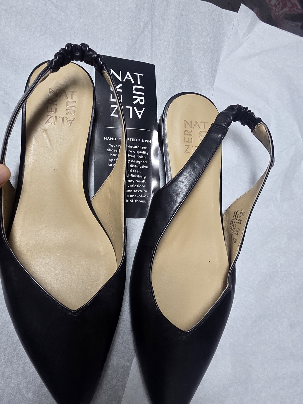 Naturalizer Black Pointed-Toe Slingback Flats